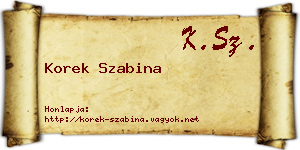Korek Szabina névjegykártya